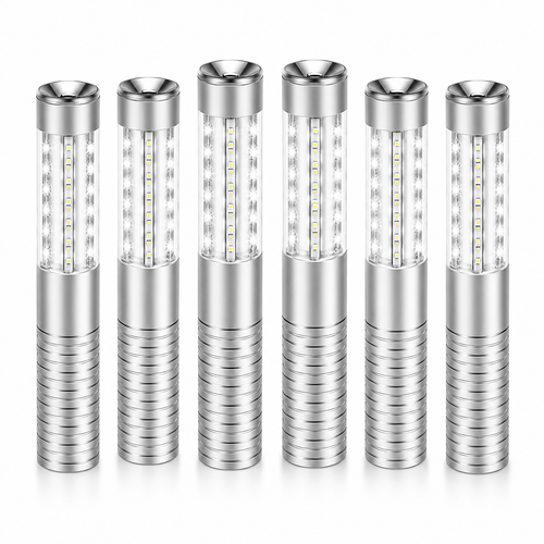 6 LED Strobe Lights - set of six silver LED strobe wands